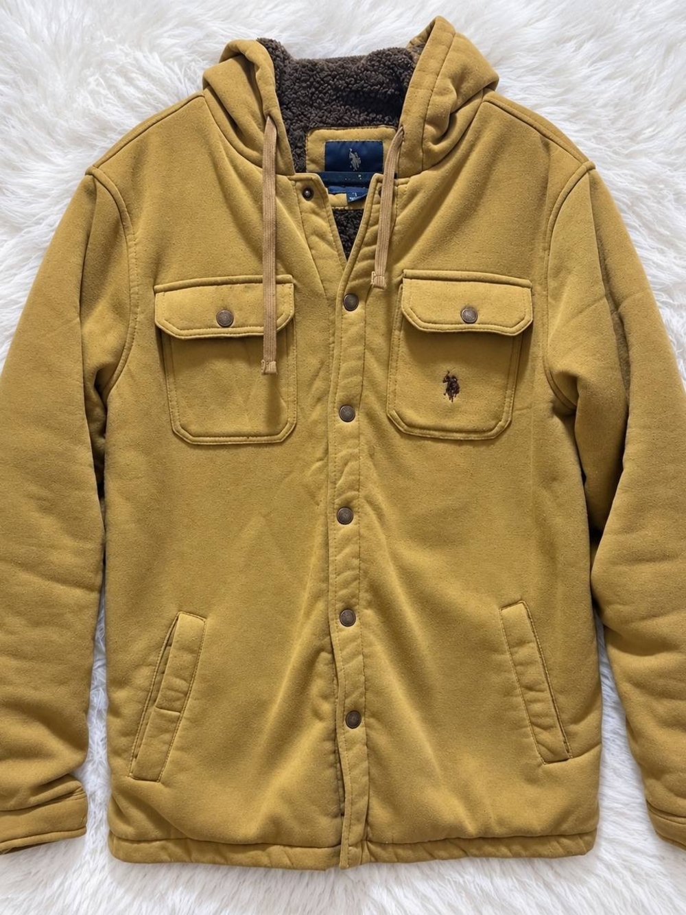 U.S. Polo Assn. Mustard Hooded Sherpa-Lined Field Jacket